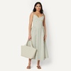 image:imageAmazon Essentials Womens Fit amp Flare Thin Strap Cotton Poplin Midi DressWashed Khaki Green Even Stripe