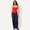 image:imageAmazon Essentials Womens RegularFit Smocked Cotton Stretch Poplin TankRed