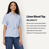 image:imageAmazon Essentials Womens RelaxedFit Linen Blend Wide Sleeve Shirt with Adjustable WaistBlue White Even Stripe