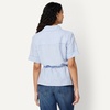image:imageAmazon Essentials Womens RelaxedFit Linen Blend Wide Sleeve Shirt with Adjustable WaistBlue White Even Stripe