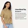 image:imageAmazon Essentials Womens RelaxedFit Linen Blend Wide Sleeve Shirt with Adjustable WaistTan