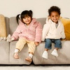 image:imageAmazon Essentials x Sofia Grainge Toddler and Baby Girls Velour Puffer Jacket Fleece Lined Insulated for Warmth FullLength Zip
