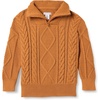 image:imageAmazon Essentials Boys and Toddlers QuarterZip Cotton CableKnit RelaxedFit SweaterCaramel