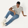 image:imageAmazon Essentials Mens Relaxed Fit Cotton Jersey TShirt Soft FabricEggshell White Black Mariner Stripe