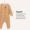 image:imageAmazon Essentials x Sofia Grainge Unisex Babies Cotton Knit PlaysuitLight Camel