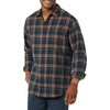 image:imageAmazon Essentials Mens Regular Fit LongSleeve Flannel Shirt Soft Brushed Cotton Lightweight yet WarmDark Navy Plaid