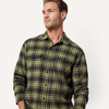 image:imageAmazon Essentials Mens RegularFit LongSleeve Flannel Shirt ButtonUp Cotton Twill Double Chest PocketsDark Olive Plaid