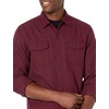 image:imageAmazon Essentials Mens SlimFit Flannel LongSleeve Shirt TwoPocket PlaidBurgundy Heather