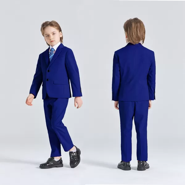 YND Boys 5 Piece Slim Fit Suit Set Solid Formal Dresswear of Jacket Vest Pants Shirt and TieRoyal Blue