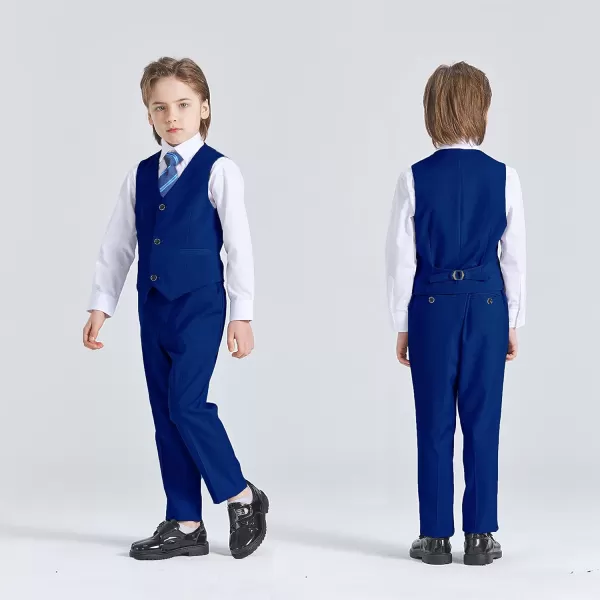 YND Boys 5 Piece Slim Fit Suit Set Solid Formal Dresswear of Jacket Vest Pants Shirt and TieRoyal Blue