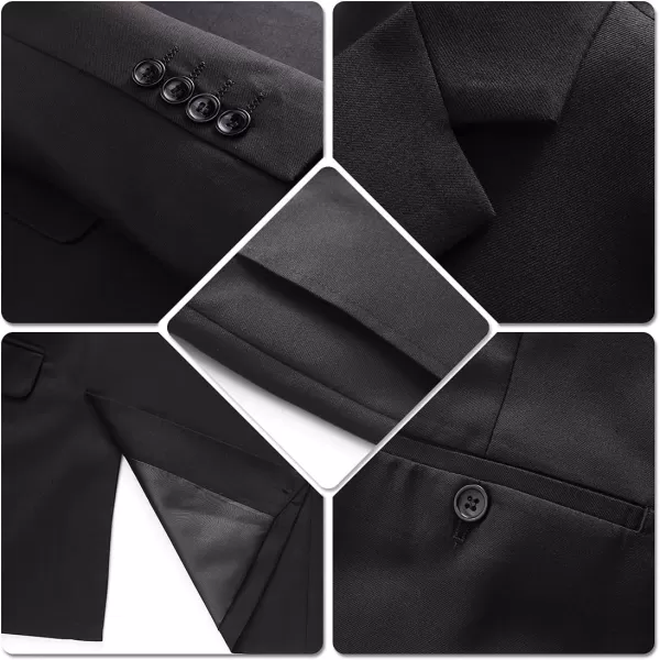 YND Mens Slim Fit 2 Piece Suit Double Breasted Solid Jacket Pants Set with TieBlack