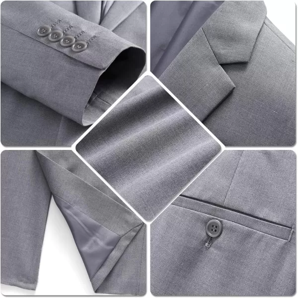 YND Mens Slim Fit 2 Piece Suit Double Breasted Solid Jacket Pants Set with TieGrey