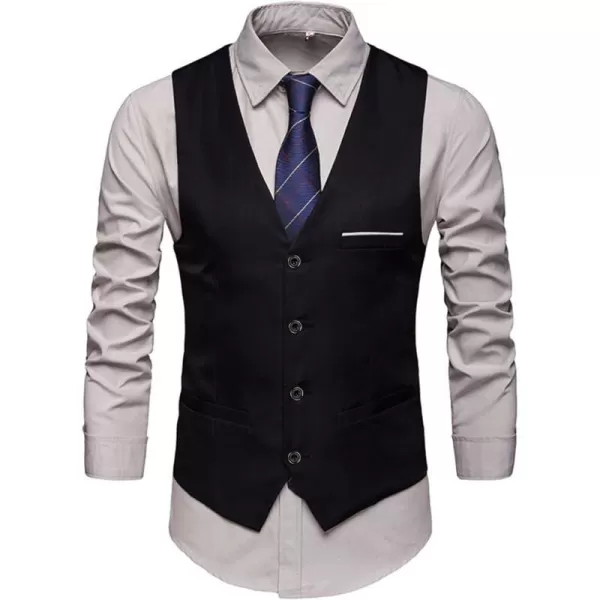 YND Mens Business Suit Vest Slim Fit Jacket Casual Suit VestsBlack