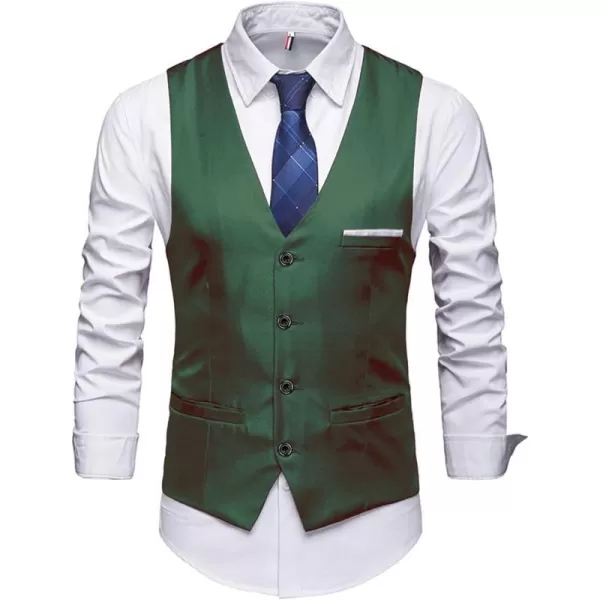 YND Mens Business Suit Vest Slim Fit Jacket Casual Suit VestsDeep Green