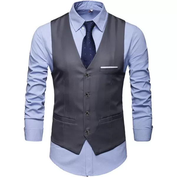 YND Mens Business Suit Vest Slim Fit Jacket Casual Suit VestsDeep Grey