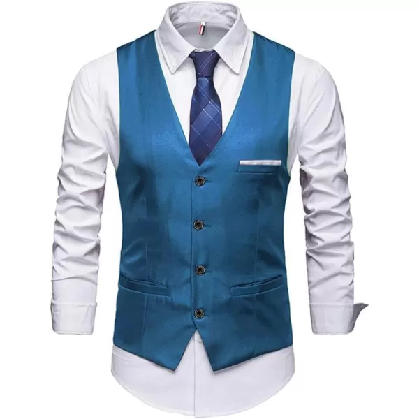 YND Mens Business Suit Vest Slim Fit Jacket Casual Suit VestsLight Blue