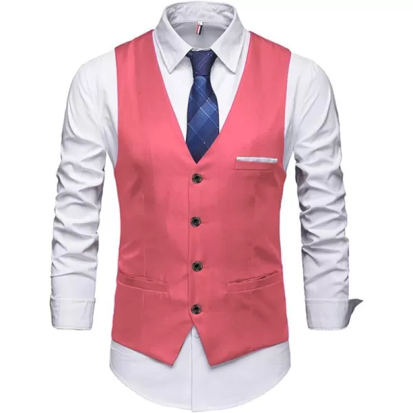 YND Mens Business Suit Vest Slim Fit Jacket Casual Suit VestsPink