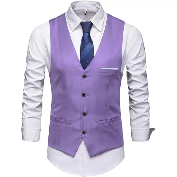 YND Mens Business Suit Vest Slim Fit Jacket Casual Suit VestsPurple