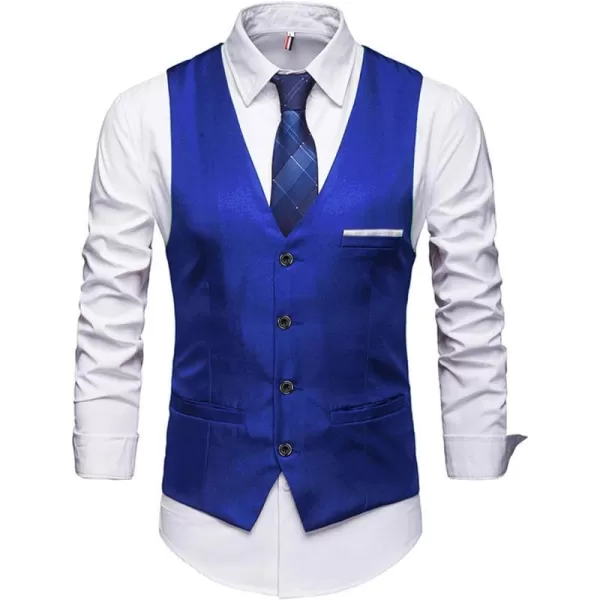 YND Mens Business Suit Vest Slim Fit Jacket Casual Suit VestsRoyal Blue