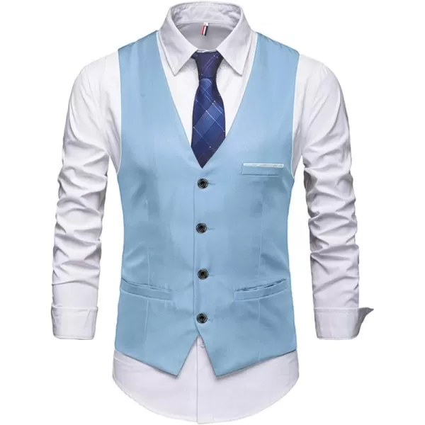 YND Mens Business Suit Vest Slim Fit Jacket Casual Suit VestsSky