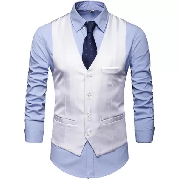 YND Mens Business Suit Vest Slim Fit Jacket Casual Suit VestsWhite