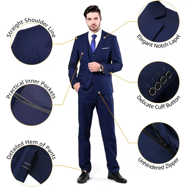 YND Mens 3 Piece Slim Fit Tuxedo Set One Button Shawl Collar Solid Jacket Vest Pants with Bow TieDeep Grey