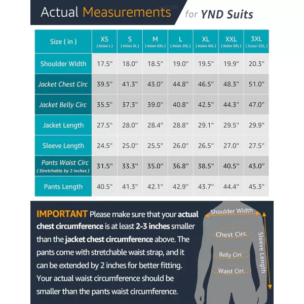 YND Mens Slim Fit 3 Piece Suit One Button Solid Jacket Vest Pants Set with TieSapphire