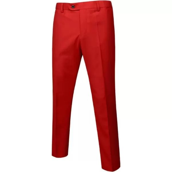 YND Mens Business Suit Pants Slim Fit Flex Flat Front PantRed