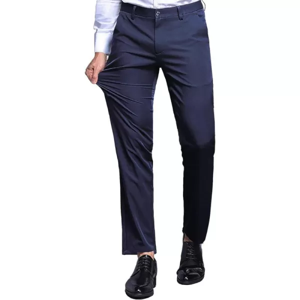 YND Mens High Stretch Golf Pants SlimFit Flat Front Outdoor Ice Silk Pants of LightweightDeep Blue