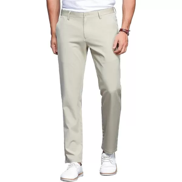 YND Mens High Stretch Golf Pants SlimFit Flat Front Outdoor Ice Silk Pants of LightweightKhaki