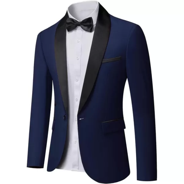 YND Mens One Button Casual Slim Fit Blazer Shawl Lapel Lightweight Jacket Dinner Prom Party TuxedoDeep Blue