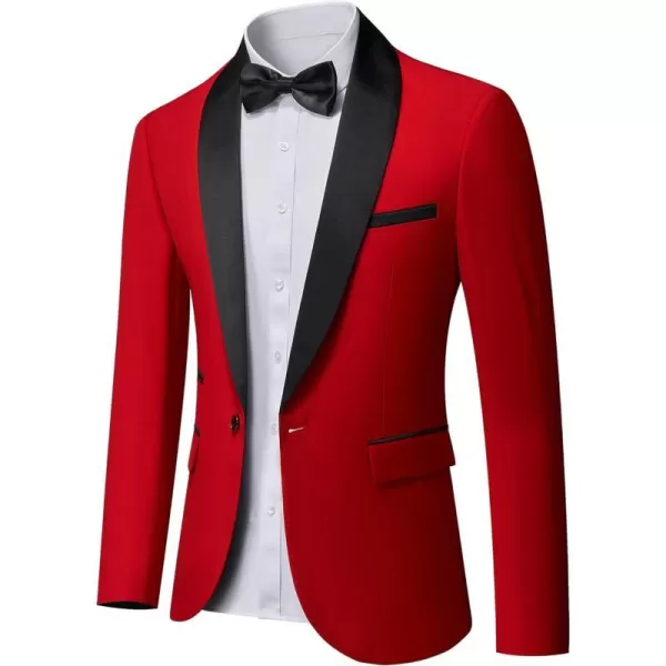 YND Mens One Button Casual Slim Fit Blazer Shawl Lapel Lightweight Jacket Dinner Prom Party TuxedoRed