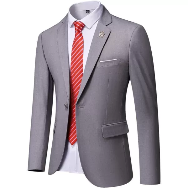 YND Mens One Button Slim Fit Blazer Casual Lightweight Suit Daily Jacket CoatLight Grey