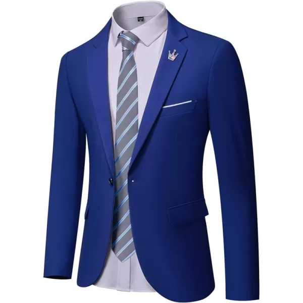 YND Mens One Button Slim Fit Blazer Casual Lightweight Suit Daily Jacket CoatSapphire