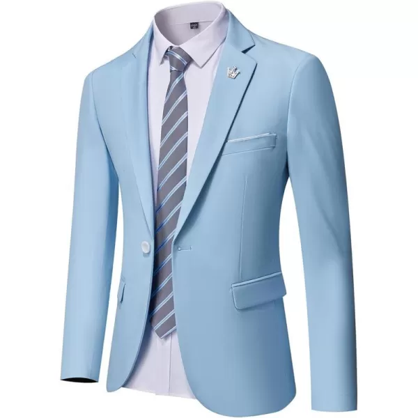 YND Mens One Button Slim Fit Blazer Casual Lightweight Suit Daily Jacket CoatSky