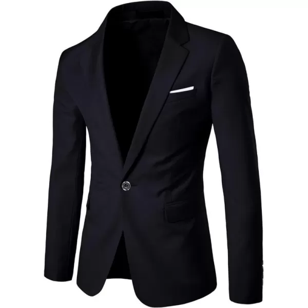 YND Mens Suit Jacket One Button Slim Fit Solid Coat Casual BlazerBlack