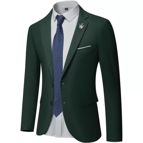 YND Mens Two Button Slim Fit Suit Blazer Casual Lightweight Jacket Sport CoatDeep Green