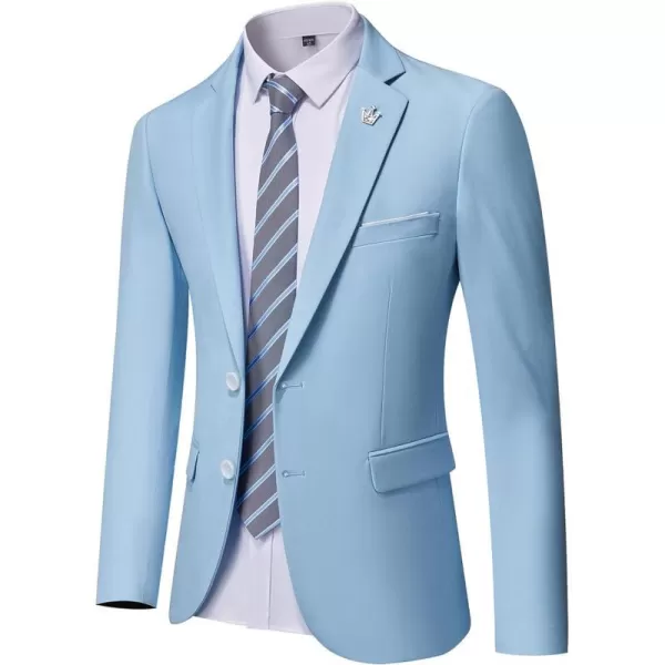 YND Mens Two Button Slim Fit Suit Blazer Casual Lightweight Jacket Sport CoatSky