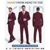 imageYND Mens 3 Piece Luxury Tuxedo Set Jacquard Slim Fit Shawl Lapel Jacket Vest ampamp Pants with Bow Tie Premium Tuxedo for MenBurgundy Stretch Fabric