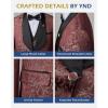 imageYND Mens 3 Piece Luxury Tuxedo Set Jacquard Slim Fit Shawl Lapel Jacket Vest ampamp Pants with Bow Tie Premium Tuxedo for MenCrimson