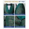 imageYND Mens 3 Piece Luxury Tuxedo Set Jacquard Slim Fit Shawl Lapel Jacket Vest ampamp Pants with Bow Tie Premium Tuxedo for MenDark Green