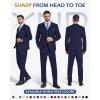imageYND Mens 3 Piece Luxury Tuxedo Set Jacquard Slim Fit Shawl Lapel Jacket Vest ampamp Pants with Bow Tie Premium Tuxedo for MenDeep Blue Stretch Fabric