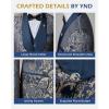 imageYND Mens 3 Piece Luxury Tuxedo Set Jacquard Slim Fit Shawl Lapel Jacket Vest ampamp Pants with Bow Tie Premium Tuxedo for MenGolden Blue