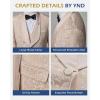 imageYND Mens 3 Piece Luxury Tuxedo Set Jacquard Slim Fit Shawl Lapel Jacket Vest ampamp Pants with Bow Tie Premium Tuxedo for MenLight Beige