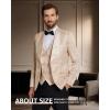 imageYND Mens 3 Piece Luxury Tuxedo Set Jacquard Slim Fit Shawl Lapel Jacket Vest ampamp Pants with Bow Tie Premium Tuxedo for MenLight Beige