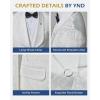 imageYND Mens 3 Piece Luxury Tuxedo Set Jacquard Slim Fit Shawl Lapel Jacket Vest ampamp Pants with Bow Tie Premium Tuxedo for MenNatural White