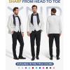 imageYND Mens 3 Piece Luxury Tuxedo Set Jacquard Slim Fit Shawl Lapel Jacket Vest ampamp Pants with Bow Tie Premium Tuxedo for MenWhite