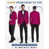 imageYND Mens 3 Piece Slim Fit Tuxedo Set One Button Shawl Collar Solid Jacket Vest Pants with Bow TieFuchsia