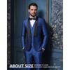 imageYND Mens 3 Piece Slim Fit Tuxedo Suit Set One Button Shawl Collar Floral Business Blazer Jacket Vest Pants with Bow TieBright Blue