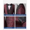 imageYND Mens 3 Piece Slim Fit Tuxedo Suit Set One Button Shawl Collar Floral Business Blazer Jacket Vest Pants with Bow TieBurgundy
